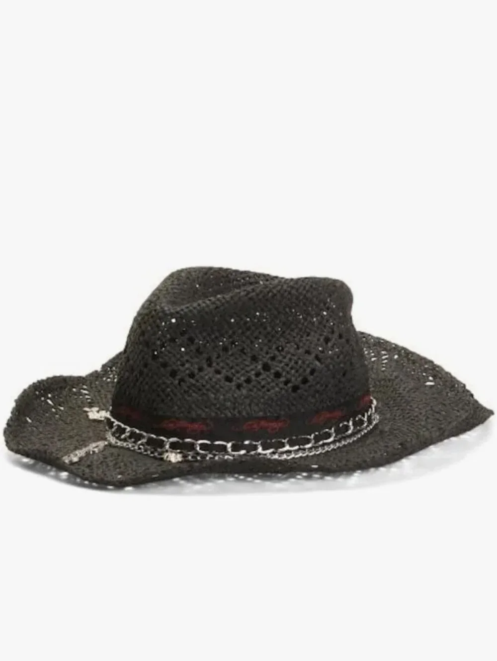 🆕️🤠Ed Hardy Black Straw Cowboy Hat, OS